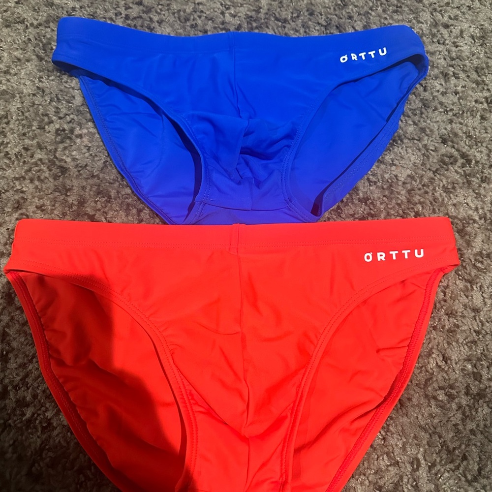 ORTTU Vibrant Swim Briefs in Blue and Red